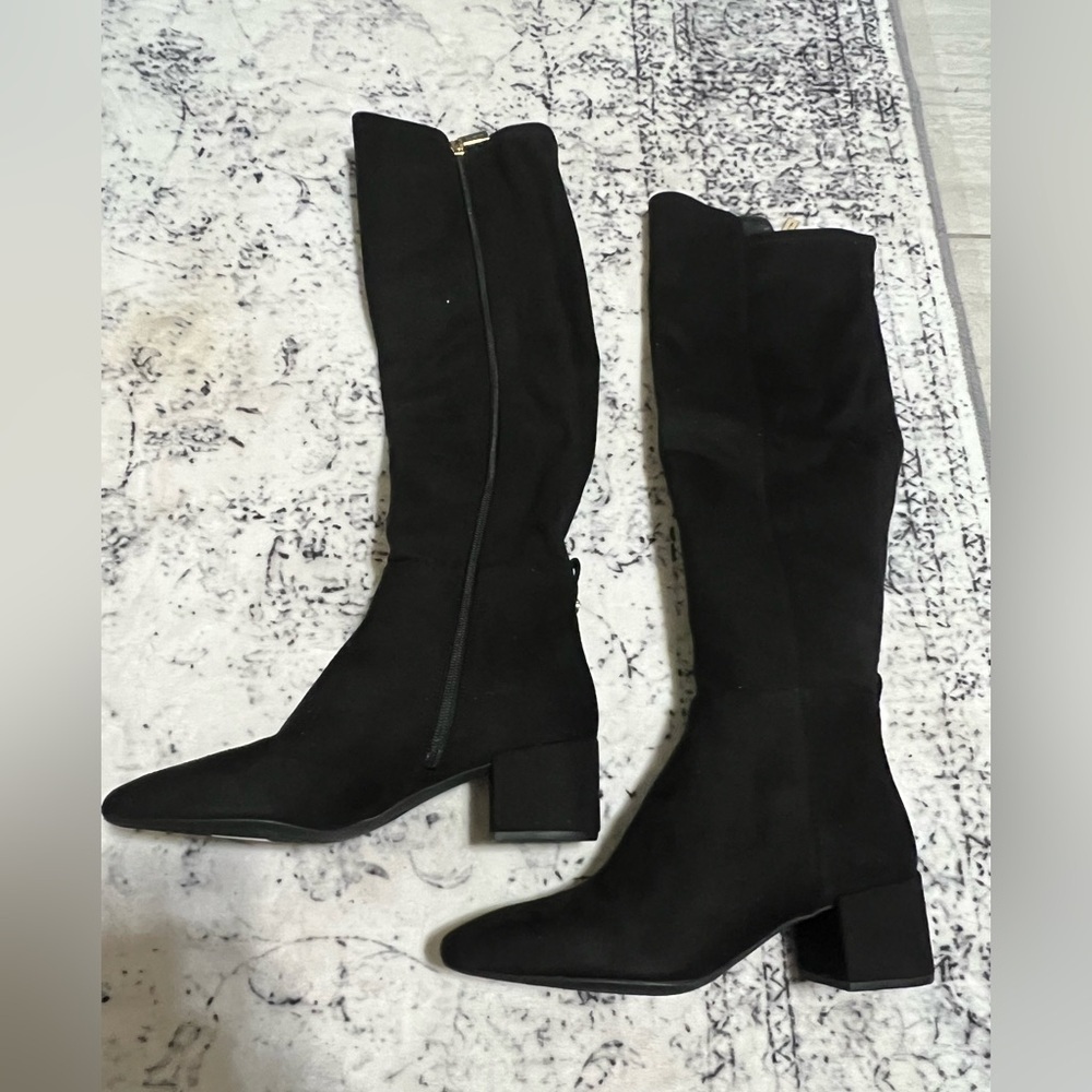 NEW Michael Kors Braden Women's Suede Zip Up Knee high boots - Black Size 9